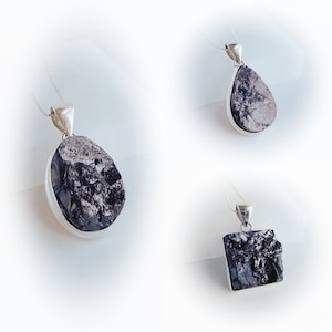 Shungite Necklace Sterling Silver • Elite Shungite Pendant • Black Shungite Necklace • Sterling Silver Shungite Gemstone Necklace