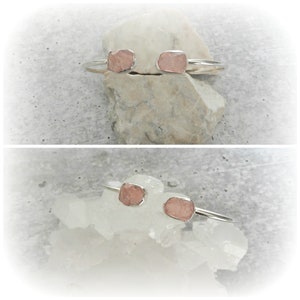 Rose Quartz Bracelet Sterling Silver • Rose Quartz Bangle • Sterling Silver Flexible Bangle Bracelet • Gemstone Bracelet • Holiday Gift
