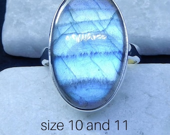 Labradorite Ring Sterling Silver • Labradorite Rings • Blue Flash Labradorite Ring • Genuine Labradorite Ring • High Blue Flash • Great Gift