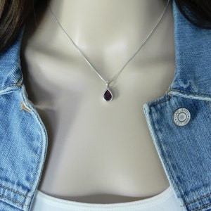 Garnet Necklace, Sterling Silver Garnet Pendant, Sterling Garnet Necklace, January Birthstone, Gemstone Necklace, GemStoneAppeal, GSA image 5