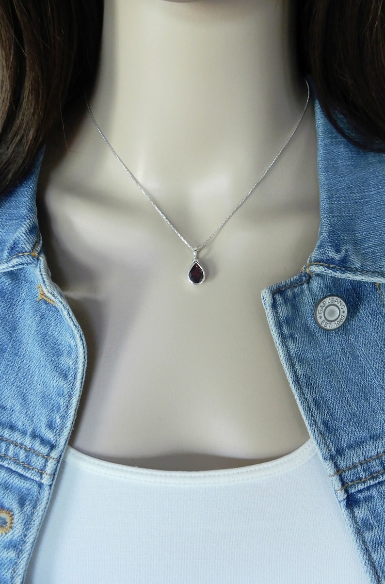 Garnet Necklace, Sterling Silver Garnet Pendant, Sterling Garnet Necklace, January Birthstone, Gemstone Necklace, GemStoneAppeal, GSA image 5