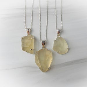 Libyan Desert Glass Necklace Sterling Silver • Libyan Gold Tektite • Silver Meteorite Necklace • Genuine Libyan Tektite • Healing Stone