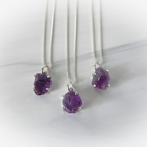Amethyst Necklace, Rough Amethyst Pendant, Sterling Raw Amethyst Stone, Raw Gemstone, Gift For Her, Gemstone Necklace, GemStoneAppeal, GSA
