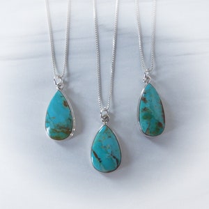 Collier En Argent 925 Avec Pendentif En Turquoise Véritable - Bijou Femme Neuf Sans Emballage