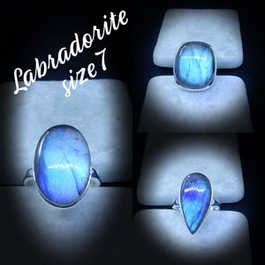 Labradorite Ring Sterling Silver • Labradorite Rings • Blue Flash Labradorite Ring • Genuine Labradorite Ring • High Blue Flash Rings