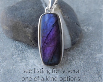 Purple Labradorite Necklace Sterling Silver • Labradorite Pendant • Purple Flash Labradorite • Genuine Purple Labradorite • Holiday Gift