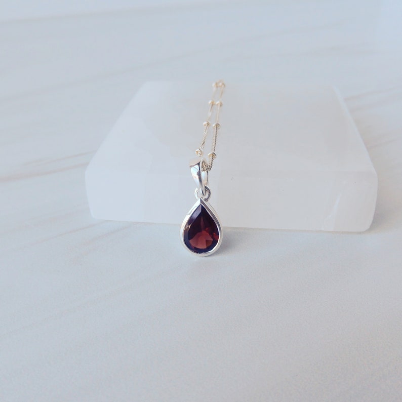 Garnet Necklace, Sterling Silver Garnet Pendant, Sterling Garnet Necklace, January Birthstone, Gemstone Necklace, GemStoneAppeal, GSA image 3