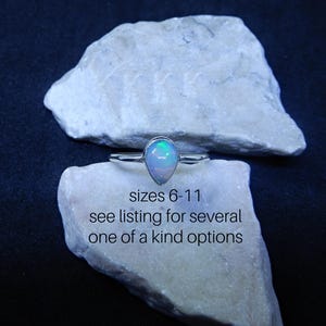 Opal Ring Sterling Silver • Ethiopian Opal Rings • Sterling Silver Ethiopian Opals • October Birthstone • Opal Gemstone Rings • Flash Opal