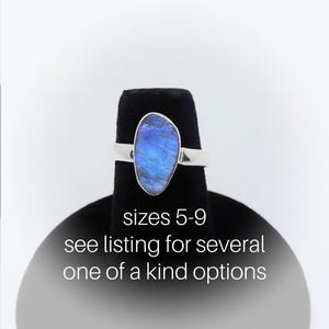 Rainbow Moonstone Ring Sterling Silver • Raw Moonstone Ring • Blue Flash Rainbow Moonstone Ring • Genuine Moonstone Ring • June Birthstone