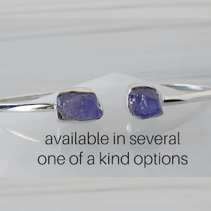 Tanzanite Bracelet Sterling Silver • Rough Stone Bracelet • Sterling Silver Tanzanite Bangle • December Birthstone • Raw Tanzanite Bangle