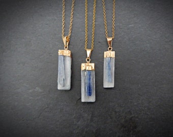 Selenite Necklace, Kyanite Necklace, Selenite and Kyanite Pendant, Selenite and Kyanite Point Necklace, Selenite Point, Gemstone Appeal, GSA