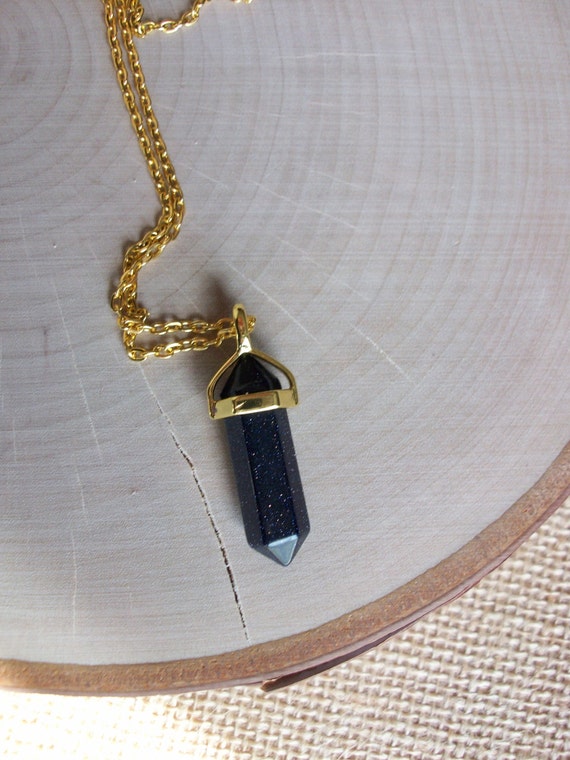 Blue Sandstone Necklace Blue Goldstone 
