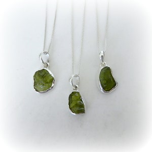 Peridot Necklace Sterling Silver • Peridot Pendant • Raw Peridot Necklace • August Birthstone • Peridot Crystal • Birthstone Gift for August