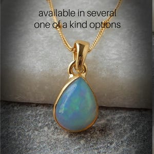 Genuine Ethiopian Fire Opal Necklace Gold • Natural Ethiopian Opal Jewelry • October Birthstone Jewelry • Gold Gemstone Jewelry • Welo Opal