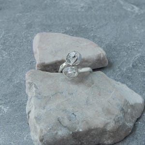 Herkimer Diamond Ring, Sterling Adjustable Ring, April Birthstone Herkimer Diamond, Genuine Herkimer Diamond Rings, Gemstone Appeal, GSA