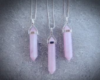 Kunzite Pendant Sterling Silver • Pink Stone Pendant • Gemstone Point Pendants Sterling • Rare Pink Purple Gemstone • Love Stone Necklace