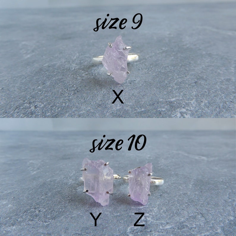 K&ouml;nnte beinhalten: Zwei silberne Ringe mit rosafarbenen Kristallsteinen. Der obere Ring ist Gr&ouml;&szlig;e 9, gekennzeichnet mit "X". Die beiden unteren Ringe sind Gr&ouml;&szlig;e 10, gekennzeichnet mit "Y" und "Z".