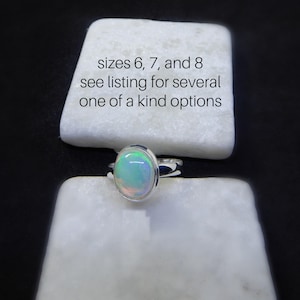 Echter äthiopischer Rohopal Ringe Sterling Silber • Welo Feueropal Ringe • Oktober Geburtsstein Schmuck • Geschenk für Kristallliebhaber