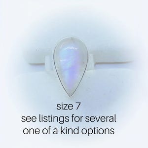 Rainbow Moonstone Rings Sterling Silver • Blue Flash Moonstone Rings • Genuine Moonstone Ring • June Birthstone Jewelry • Holiday Gift