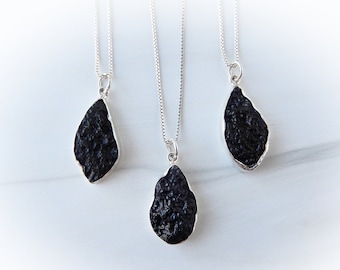 Tektite NecklaceSterling Silver • Black Tektite Meteorite Necklace