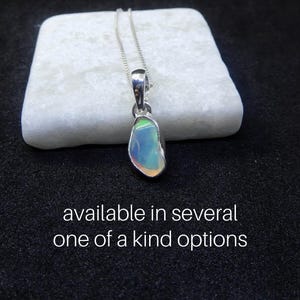 Opal Necklace Sterling Silver • Ethiopian Opal Pendant • Sterling Raw Opal Necklace • October Birthstone • Rough Ethiopian Opal Pendant