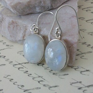 Rainbow Moonstone Earrings Sterling Silver • Oval Moonstone Earrings • Blue Flash Moonstone Earring • June Birthstone Jewelry • Holiday Gift