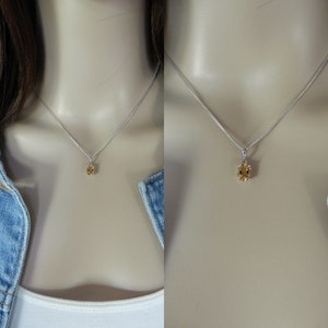 Peut inclure: Un collier en cha&icirc;ne argent avec un petit pendentif rond en pierre pr&eacute;cieuse brun clair.