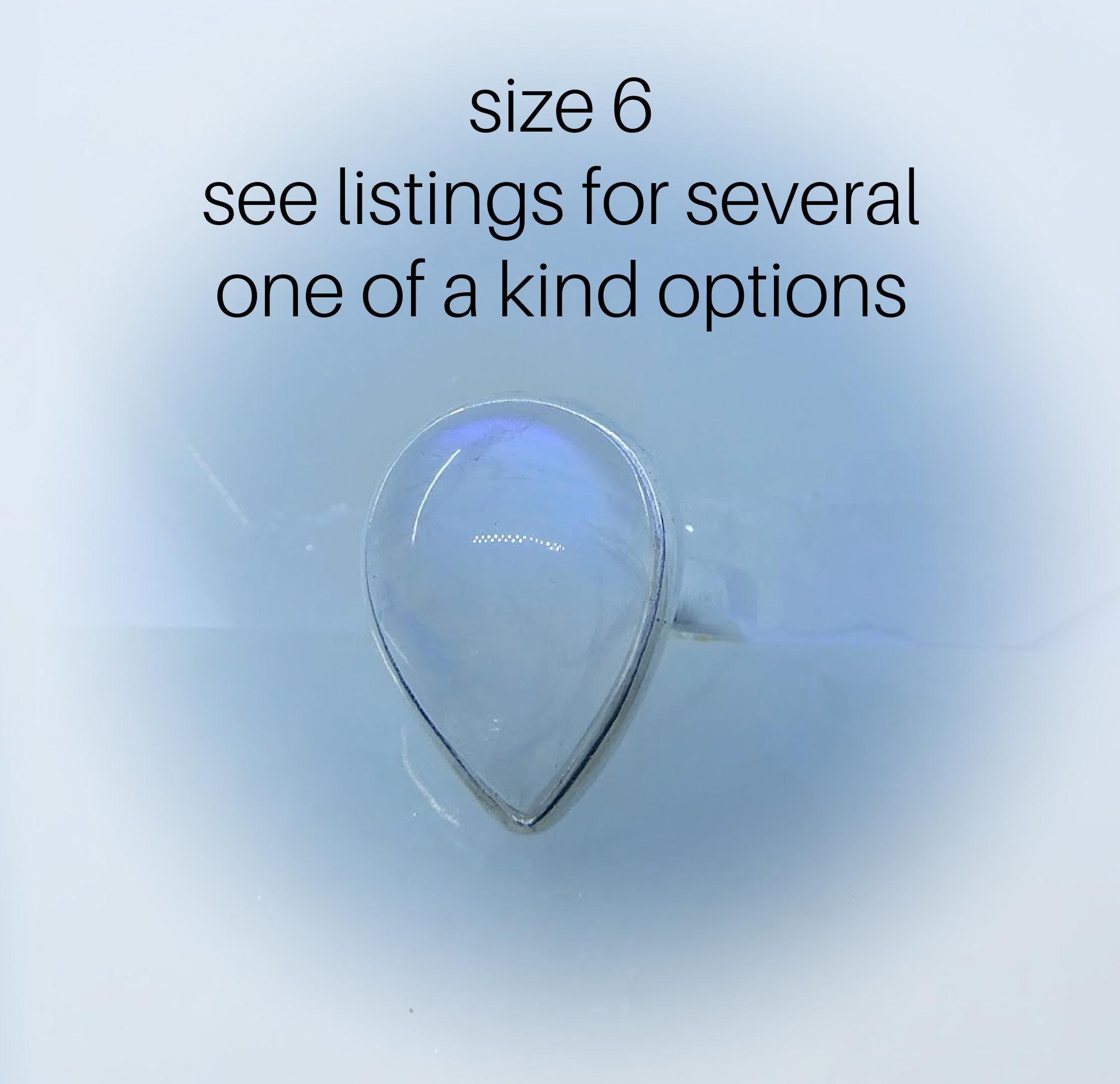 Rainbow Moonstone Ring Sterling Silver • Moonstone Rings Size 6 • Blue Flash Moonstone Rings •Genuine Moonstone Ring • June Birthstone