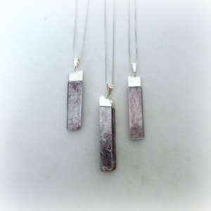Lepidolite Necklace Sterling Silver • Genuine Lepidolite Pendant • Lilac Stone Necklace • Healing Crystal Necklace • Gift for Crystal Lover