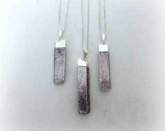 Lepidolite Necklace Sterling Silver • Genuine Lepidolite Pendant • Lilac Stone Necklace • Healing Crystal Necklace • Gift for Crystal Lover