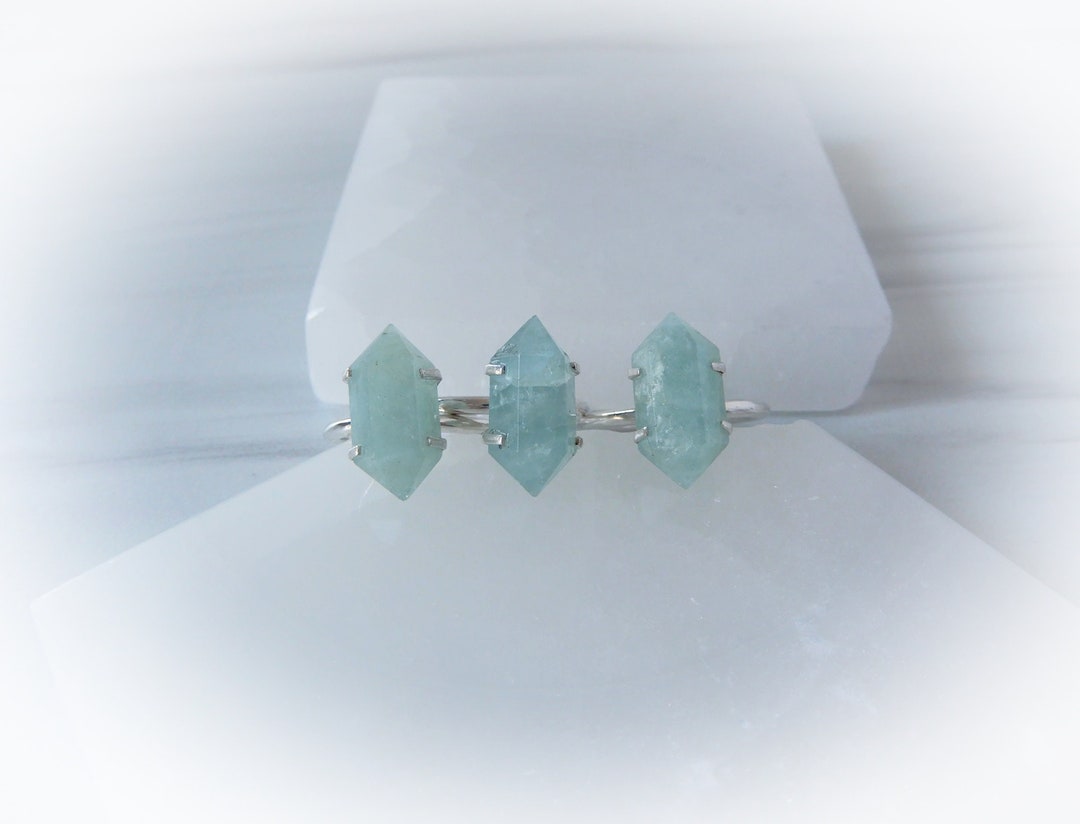 Gemstone Point Ring Sterling Silver • Aquamarine Point Ring • Sterling ...