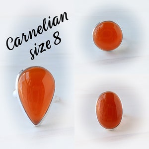 Carnelian Ring • Sterling Carnelian Ring • Red Orange Carnelian Ring • Genuine Carnelian Ring • Healing Crystal Ring • Affordable Rings