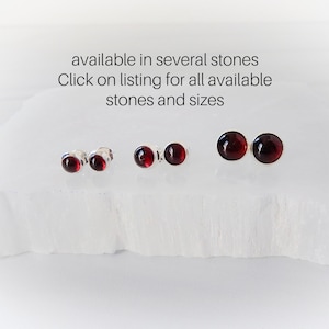 Round Gemstone Stud Earrings, Birthstone 925 Silver Studs, Genuine Gemstone Earring Sets, Sterling Bezel Studs, Gemstone Appeal, GSA