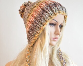 Autumn Wool Chullo Hat: Knit Ear Flap Beanie