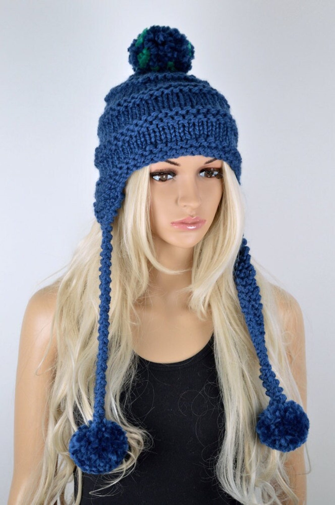 Hat, Knit Hat, Chullo, Ear Flap Hat, Pom Pom Hat, Winter Hat