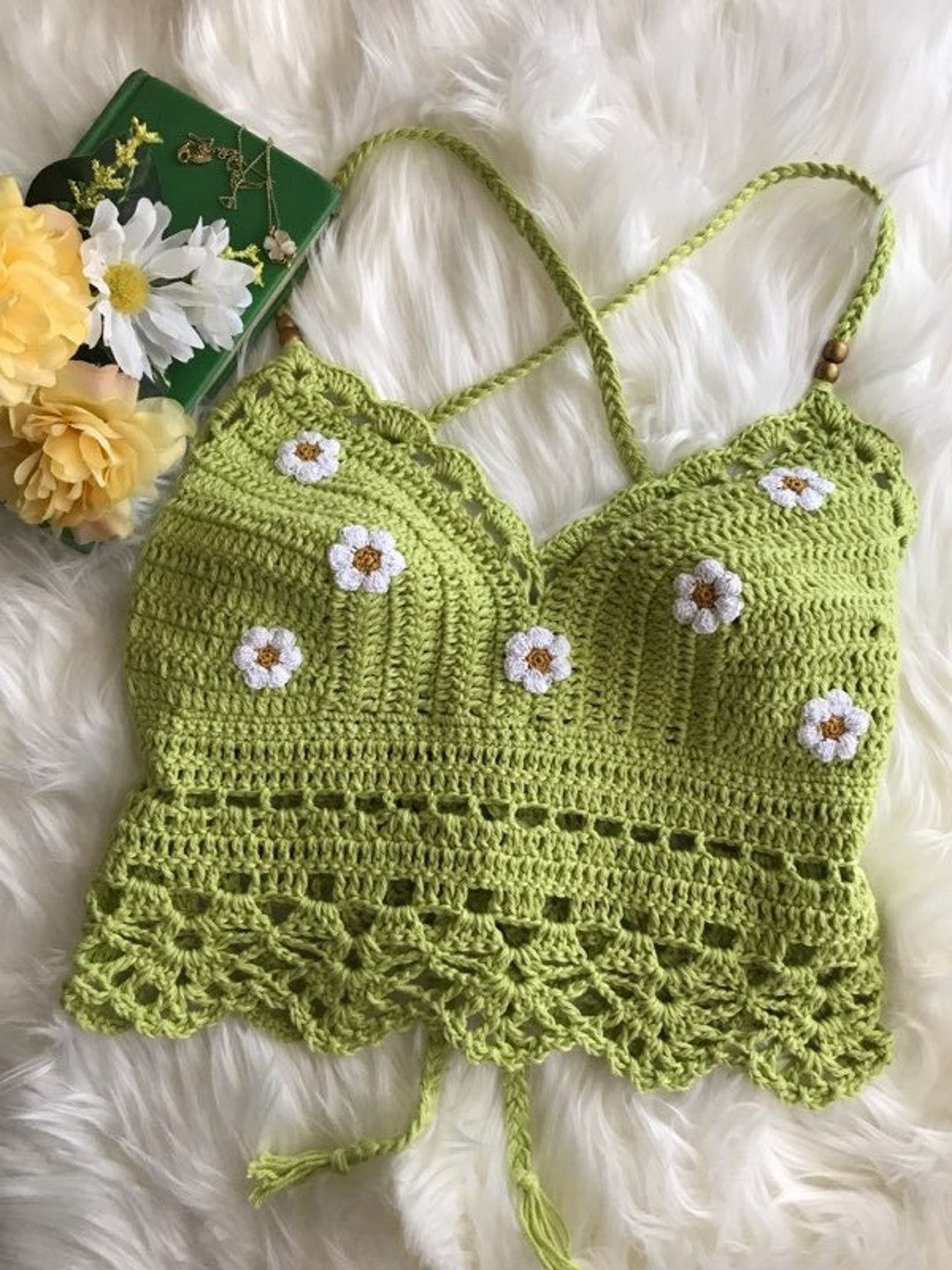 Crochet Crop Top, Festival Crop Top, Boho Crop Top, Daisy