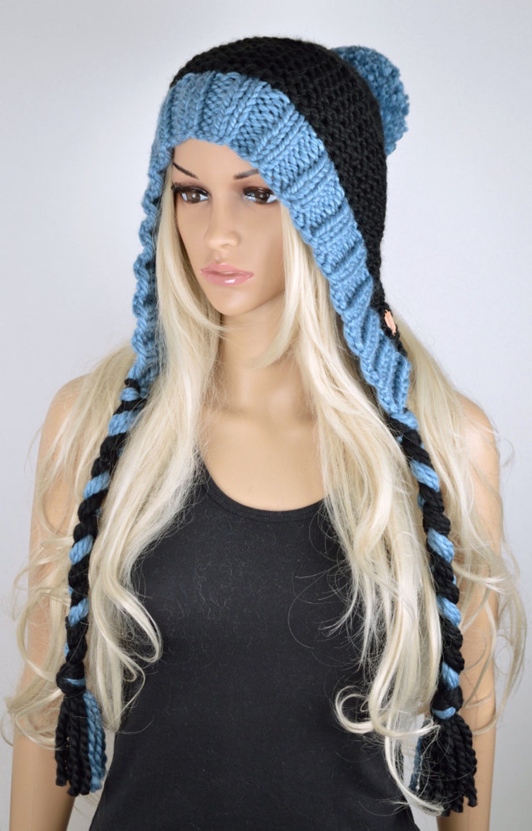 Knit Hat, Chullo Hat, Ear Flap Hat, Pom Pom Hat, Winter Hat, Handmade