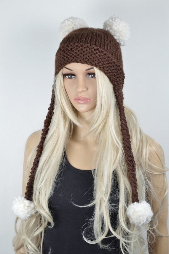 earflap pom pom hat