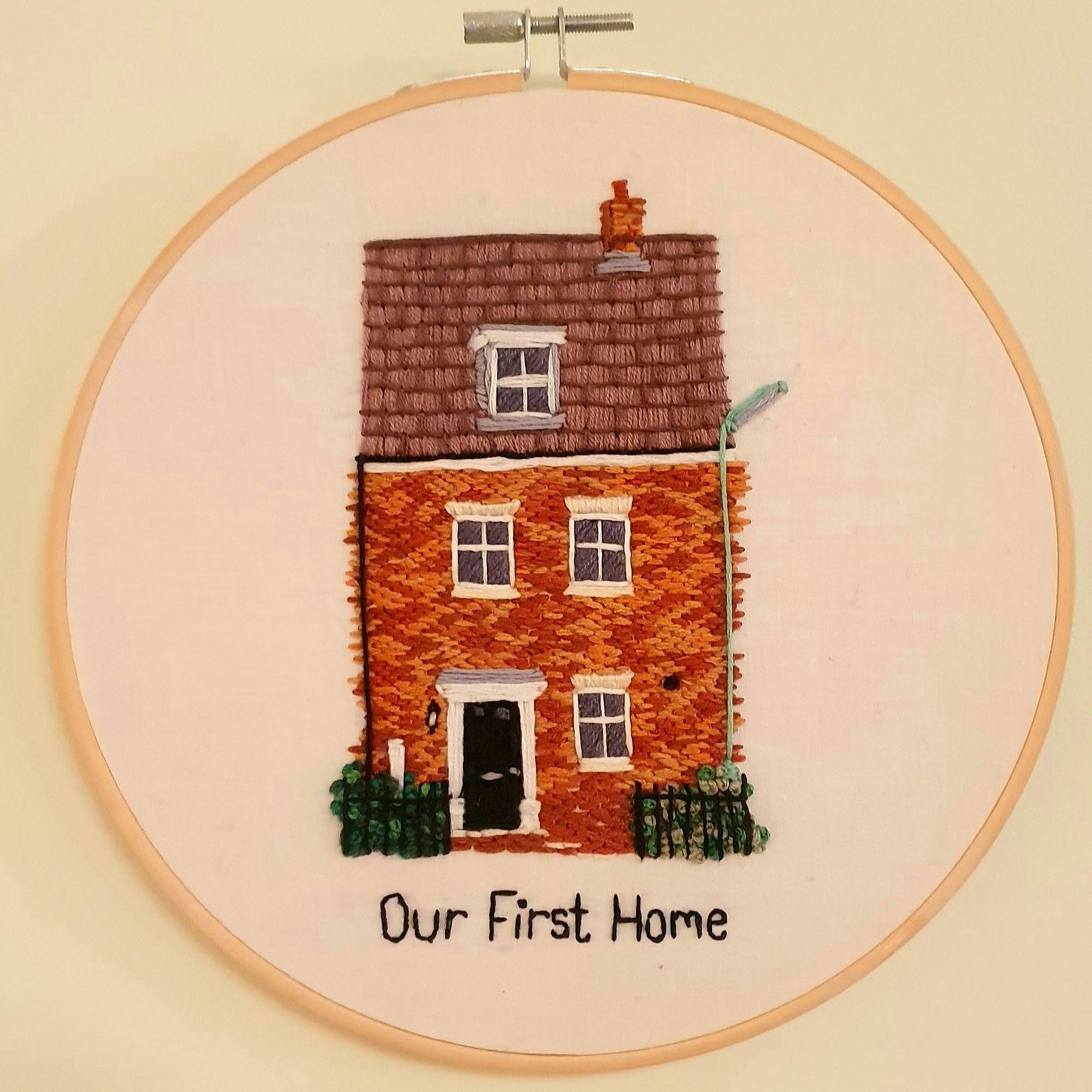 Custom Hand Embroidery House Portrait Gift House Warming Etsy