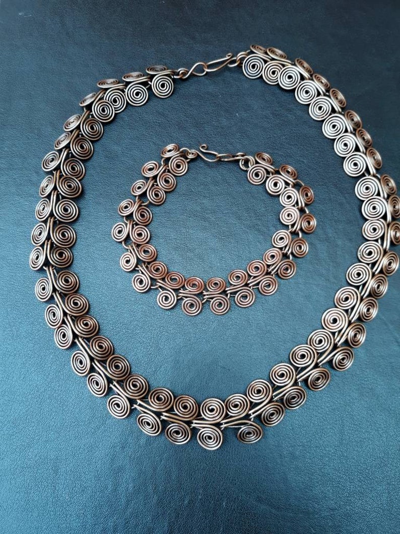 Solid Copper Egyptian Coil Jewellery Set Choker/collar Etsy
