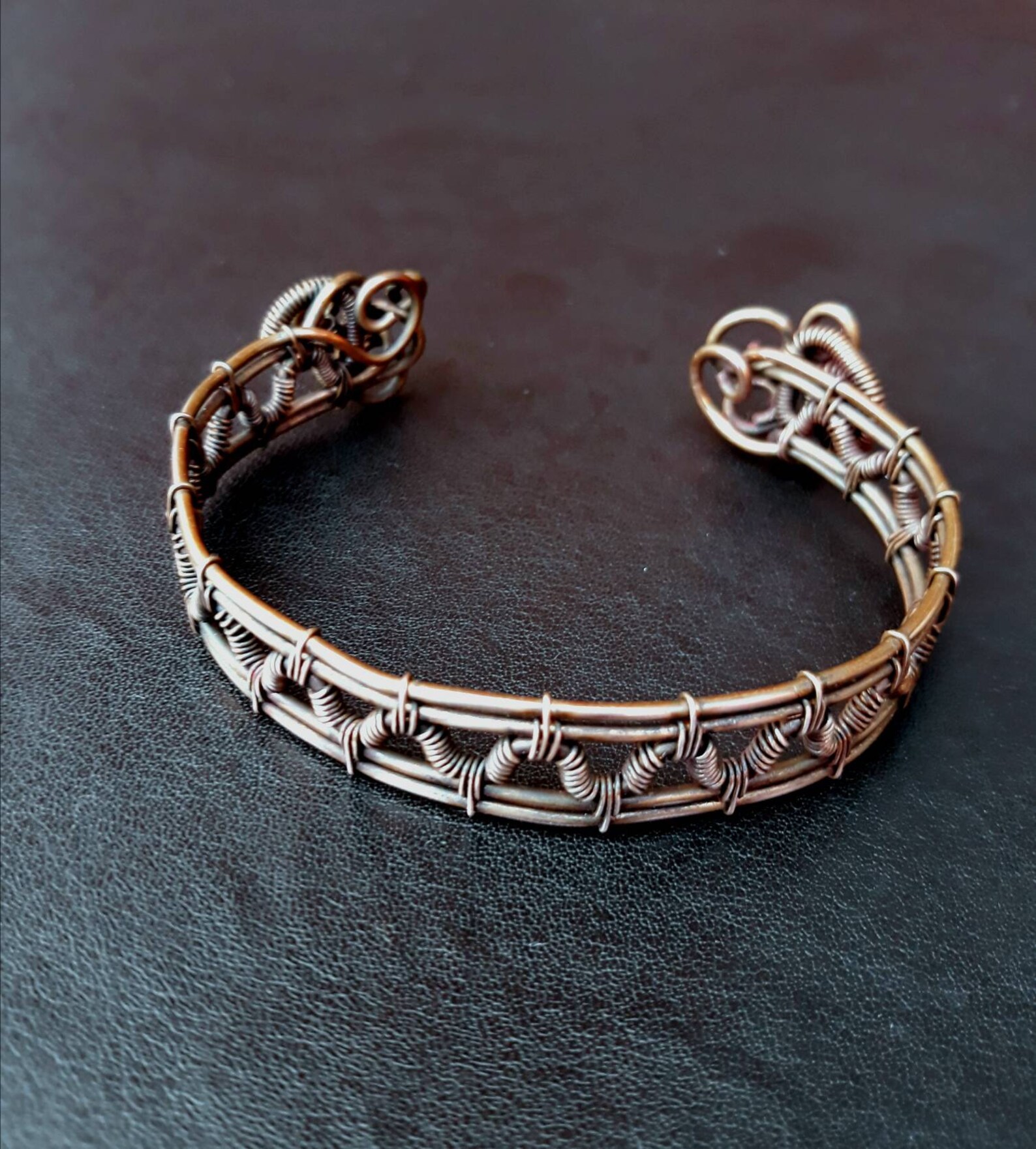 Copper Wirewrapped Woven Wrist Cuff / Oval Bangle Bracelet Etsy