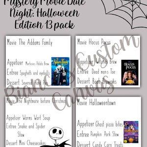 Mystery Movie Date Night Cards Halloween edition