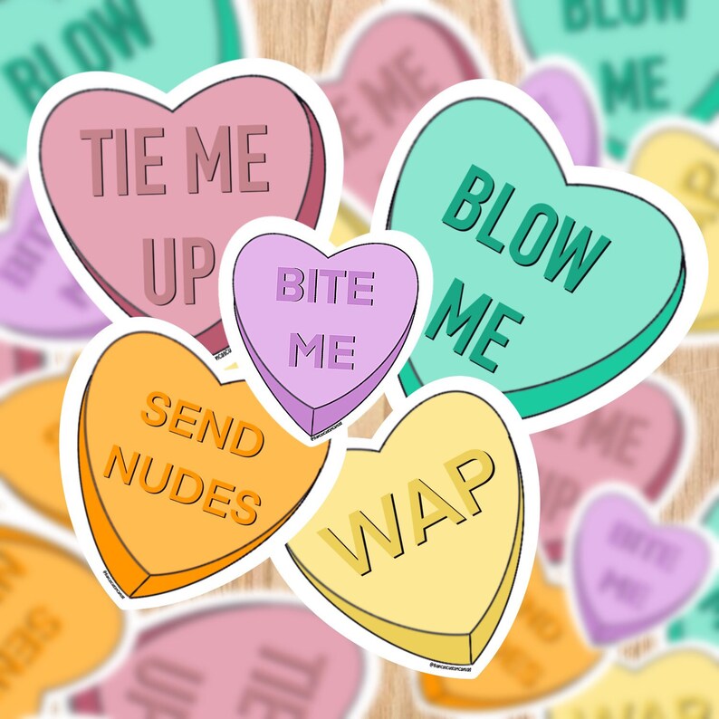 Naughty Conversation Heart Valentines Sticker Pack - Etsy