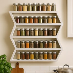 Spice rack, Kitchen organization, apothecary,  shot glass holder, arrow shelf, Oil Shelf, hanging shelf, nail polish shelf, nail polish rack