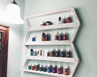 Wood shelf, essential oils Shelf, nail polish rack, boho decor, unique gift, oil rack, arrow decor, oil storage, hanging shelf, dorm room