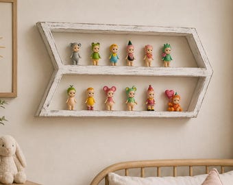 Sonny Angel Display Shelf | Little People | Handmade Wooden Wall Rack | Collector Organizer | Nursery Shelf