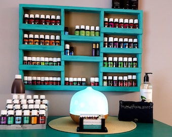Rustic Wood Essential Oil Shelf: Hanging Wall Organizer