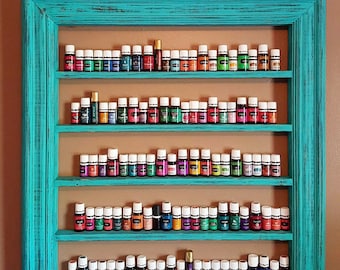 Turquoise home decor, Oil shelf, Nail polish shelf, CBD oil shelf, CBD storage, oil storage, farmhouse decor, oil display, nail polish rack