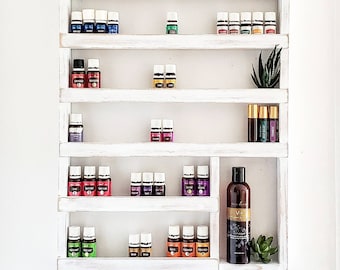 Handmade Wood Essential Oil Shelf: Hanging Display Rack