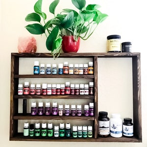Oil shelf, Essential oil rack, nail polish rack, rustic decor, oil storage, wood shelf, hanging shelf, essential oil holder, home decor
